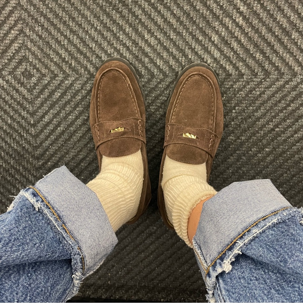 Aime Leon Dore Brown Suede Penny Loafers